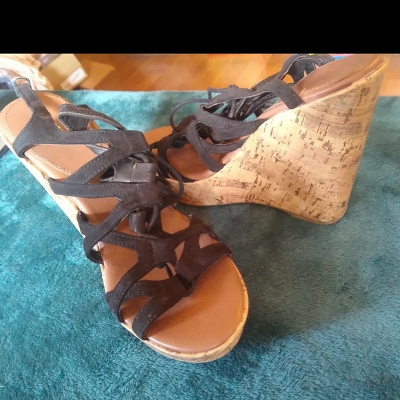 Mossimo Supply Co. Women's Wedge Sandal Size 8 Tan  Lace Up 5” Wedge - Picture 1 of 5